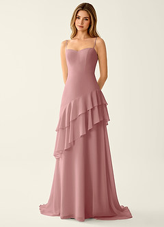 Fiorella Light Pink Chiffon Ruffled A-line Prom Dress image4