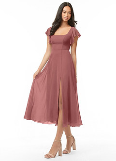 Azazie Bondi Bridesmaid Dresses Amethyst A-Line Ruched Chiffon Dress image3