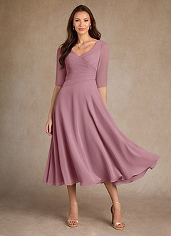 Azazie Durant Moeder van de bruid jurken A-Lijn Jurk van Chiffon Geplooid Vintage Mauve image2