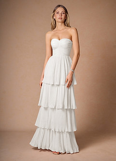 Azazie Isla Final Sale Diamond White A-Line Sweetheart Neckline Chiffon Dress image3