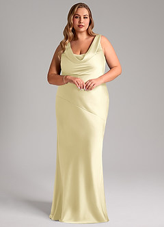 Azazie Rylina Final Sale Lemon Sorbet Mermaid Stretch Satin Dress image9