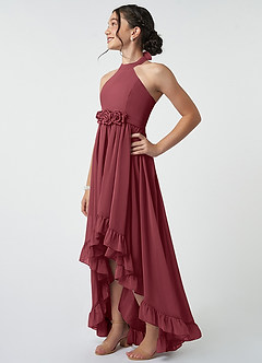 Azazie Hermione Junior Merlot A-Line Chiffon Dress image4