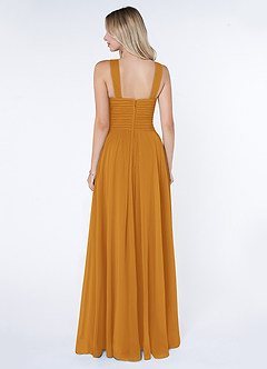 Azazie Kaleigh Bridesmaid Dresses Butterscotch A-Line Pleated Chiffon Dress image2