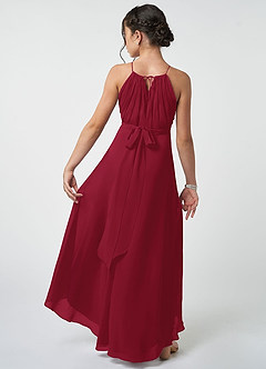 Azazie Oaklynn Junior Robe Trapèze en Mousseline de soie Plissée Bourgogne image3