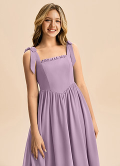 Azazie Delia Junior Abito A-Line in Chiffon Fiocco Glicine image2