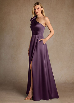 Azazie Easton Moeder van de bruid jurken A-Lijn Jurk van Stretch Satijn One-Shoulder Pruim image2