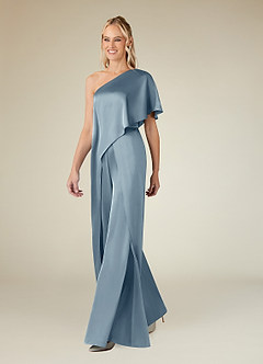 Azazie Hagretta Mother of the Bride Dresses Dusty Blue Jumpsuit/Pantsuit Stretch Satin Dress image4