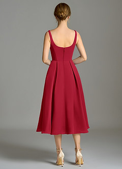 Azazie Amalie Vestidos de damas de honor Vestido de Escarlata de Gasa de Corte en A con Plisado image2