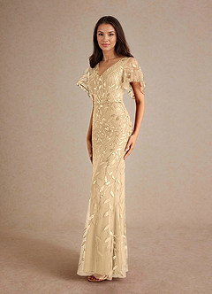 Azazie Milan Mother of the Bride Dresses Champagne Sheath Sequins Dress image5