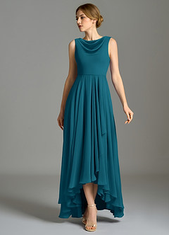Azazie Wonderland Bridesmaid Dresses Ink Blue A-Line Pleated Chiffon Dress image5