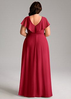 Azazie Lainey Bridesmaid Dresses Scarlet A-Line with Pockets Chiffon Dress image9