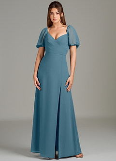 Azazie Phylicia Bridesmaid Dresses Bermuda A-Line Bow Chiffon Dress image2