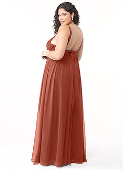 Azazie Aziza Bridesmaid Dresses Clay A-Line V-Neck Pleated Chiffon Dress image10