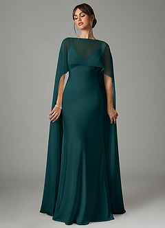 Azazie Stefania Robes de demoiselle d'honneur Robe Trapèze en Satin extensible Vert Pin image1