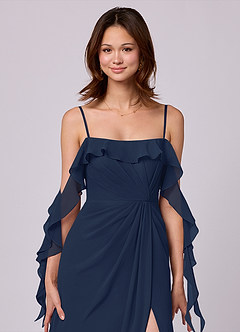 Barbie ♥ Azazie Bridesmaid Dresses Dark Navy A-Line Off the Shoulder Chiffon Convertible Dress image2