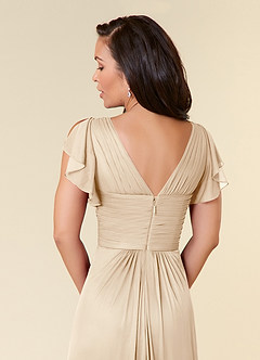 Azazie Reneya Mother of the Bride Dresses Champagne A-Line Pleated Mesh Dress image6