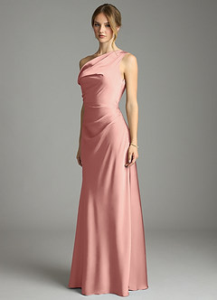 Azazie Emerson Bridesmaid Dresses Rosette Mermaid Off the Shoulder Stretch Satin Dress image2