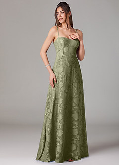 Azazie Valentine Suknie dla druhen Linia A Dekolt w kształcie serca Kwiatowe wypalenie Do ziemi Sukienka image3