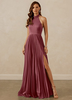 Christian Siriano Bridal for Azazie 1007 Bridesmaid Dresses Desert Rose A-Line Pleated Stretch Satin Dress image1