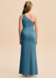 Azazie Akilah Junior Etui Plissee Stretch-Satin Kleid Bermudablau image6