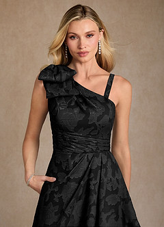 Azazie Easton Moeder van de bruid jurken Baljurk Jurk van Bloemen Burn-out One-Shoulder Zwart image4