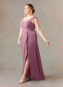Azazie Edelin Mother of the Bride Dresses Vintage Mauve A-Line Sweetheart Neckline Pleated Mesh Dress image10
