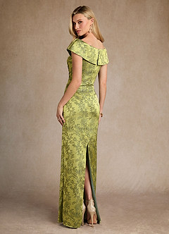 Azazie Kenosha Mère de la mariée Robes Robe Fourreau en Jacquard Floral Épaule décolletée Marine Mousse image3