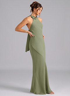 Azazie Velli Bridesmaid Dresses Pistachio Mermaid Bow Chiffon Dress image4