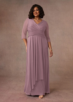 Azazie Annetta Mother of the Bride Dresses Dusty Rose A-Line V-Neck Pleated Mesh Dress image8