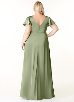 Azazie Soren Kleider zum Anprobieren zu Hause A-Linie Plissee Stretch-Satin Kleid Rotbraun image9