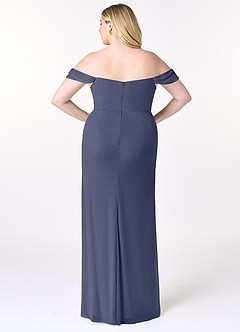 Azazie Tessa Robes de demoiselle d'honneur Robe Fourreau Convertible en Maille Schulterfreier Schatz Bleu Orageux image9