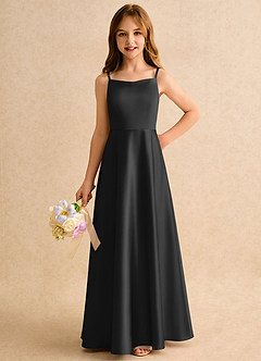 Azazie Joella Girls Formal Flower Girl Klänningar Klä A-Line i Stretch Satin Plisserad image3