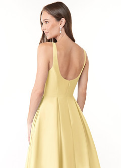 Azazie Neve Bridesmaid Dresses Butter Ball-Gown with Pockets Stretch Satin Dress image6