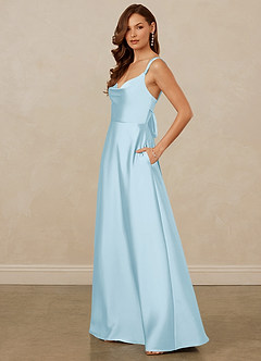 Christian Siriano Bridal for Azazie 1001 Brautjungfernkleider A-Linie Herzausschnitt Stretch-Satin Kleid Himmelblau image4