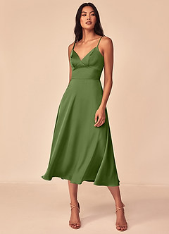 Azazie Dottie Bridesmaid Dresses Juniper A-Line Stretch Satin Dress image3
