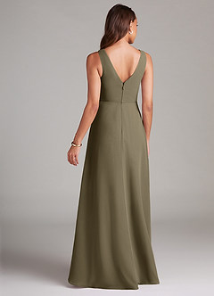 Azazie Nelly Bridesmaid Dresses Willow Green A-Line Pleated Chiffon Dress image5