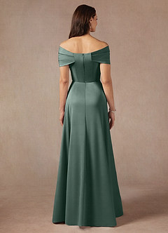 Azazie Amelia vestidos de madre de la novia Vestido de Musgo Marino de Satén Elástico de Corte En A con Vestidos sin tirantes image6