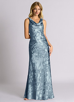 Azazie Rylina 신부 들러리 드레스 인어 절하다 자카드 바닥 길이 드레스 image4