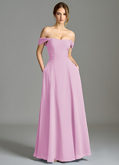 Azazie Oasis Bridesmaid Dresses Candy Pink A-Line with Pockets Chiffon Dress image2