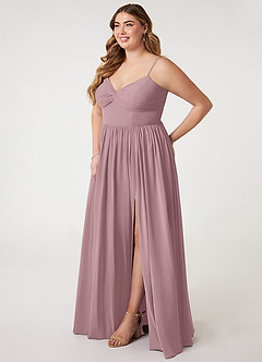 Azazie Zeya Bridesmaid Dresses Dusty Rose A-Line V-Neck Pleated Chiffon Dress image8
