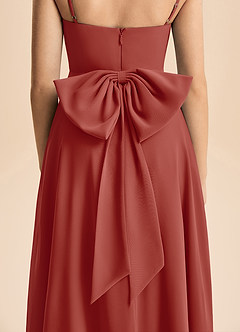 Azazie Bear Junior Terracotta A-Line Pleated Chiffon Dress image7