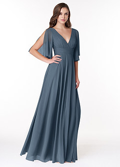 Azazie Temeka Bridesmaid Dresses Neptune A-Line Ruched Chiffon Dress image4