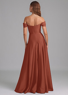 Azazie Seriana Bridesmaid Dresses Auburn A-Line Off the Shoulder Stretch Satin Convertible Dress image5