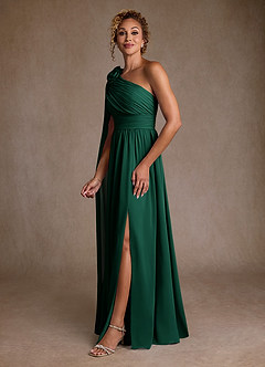 Azazie Lancaster Mother of the Bride Dresses Emerald A-Line One Shoulder Chiffon Dress image5