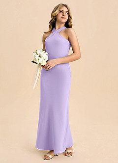 Azazie Doretta Junior Robe Fourreau en Mousseline de soie Plissée Lilas image6