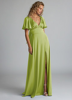 Azazie Kimber Brudtärnklänningar Klä av A-Linje i Stretch Satin Rynkad Päron image4