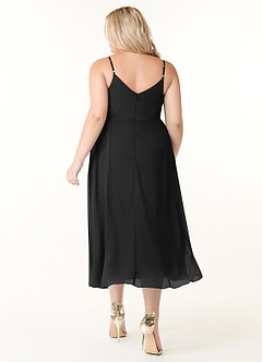 Azazie Clarissa Brautjungfernkleider A-Linie V-Hals Chiffon Kleid Schwarz image8