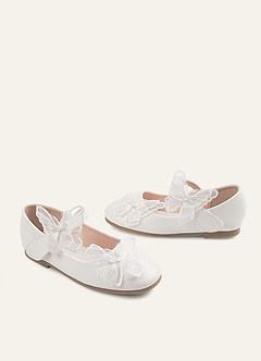 front Butterfly And Pearl Girl's Flat Shoes