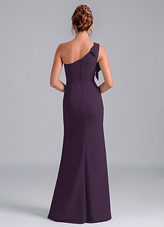 Azazie Rinna Bridesmaid Dresses Plum Mermaid One Shoulder Chiffon Dress image2
