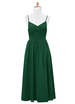 Azazie Zeya Junior Dark Green A-Line Chiffon Dress image7